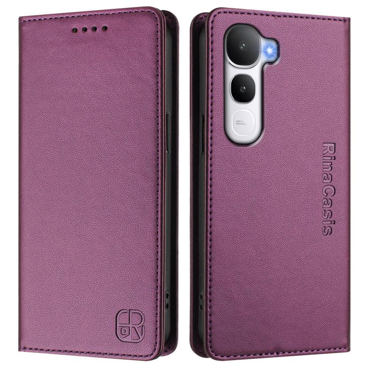 For vivo Y400 4G RC01 Dual-Folded Magnetic Suction RFID Leather Phone Case