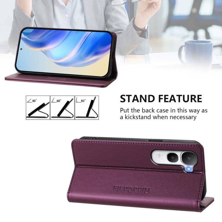 For vivo Y400 4G RC01 Dual-Folded Magnetic Suction RFID Leather Phone Case