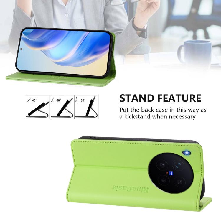For vivo X300 RC01 Dual-Folded Magnetic Suction RFID Leather Phone Case