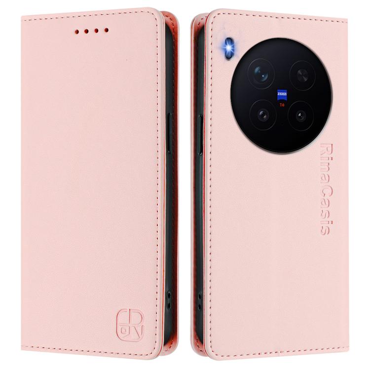 For vivo X300 RC01 Dual-Folded Magnetic Suction RFID Leather Phone Case