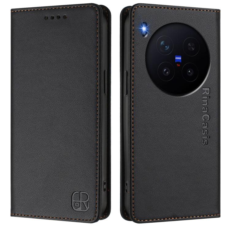 For vivo X300 RC01 Dual-Folded Magnetic Suction RFID Leather Phone Case