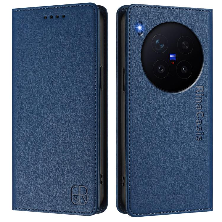 For vivo X300 RC01 Dual-Folded Magnetic Suction RFID Leather Phone Case