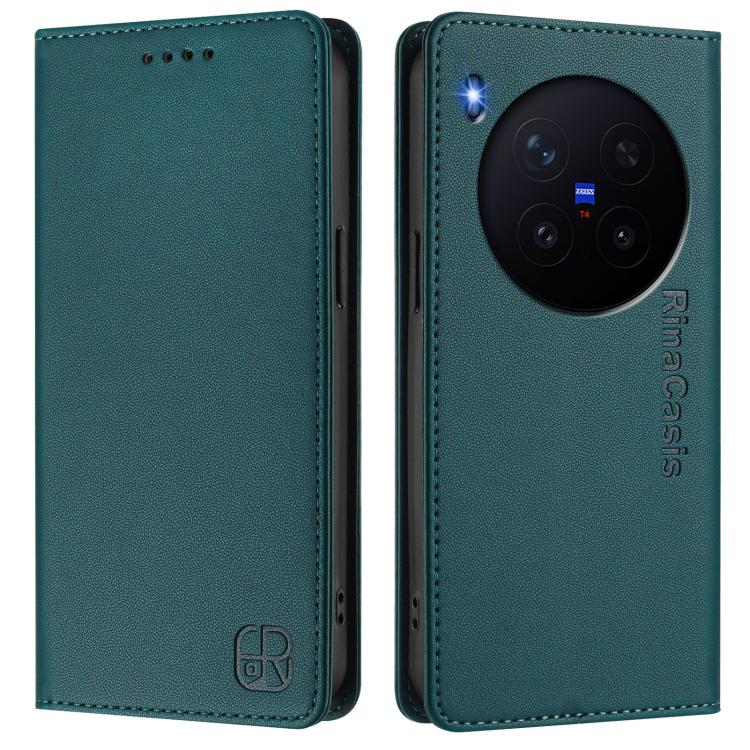 For vivo X300 RC01 Dual-Folded Magnetic Suction RFID Leather Phone Case