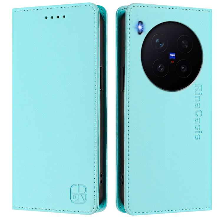 For vivo X300 Pro RC01 Dual-Folded Magnetic Suction RFID Leather Phone Case