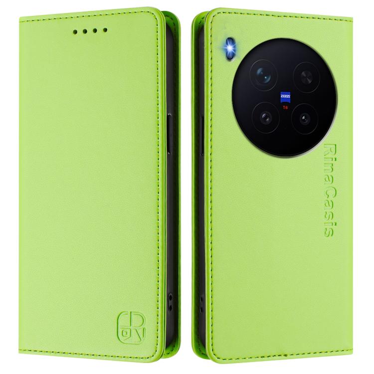 For vivo X300 Pro RC01 Dual-Folded Magnetic Suction RFID Leather Phone Case
