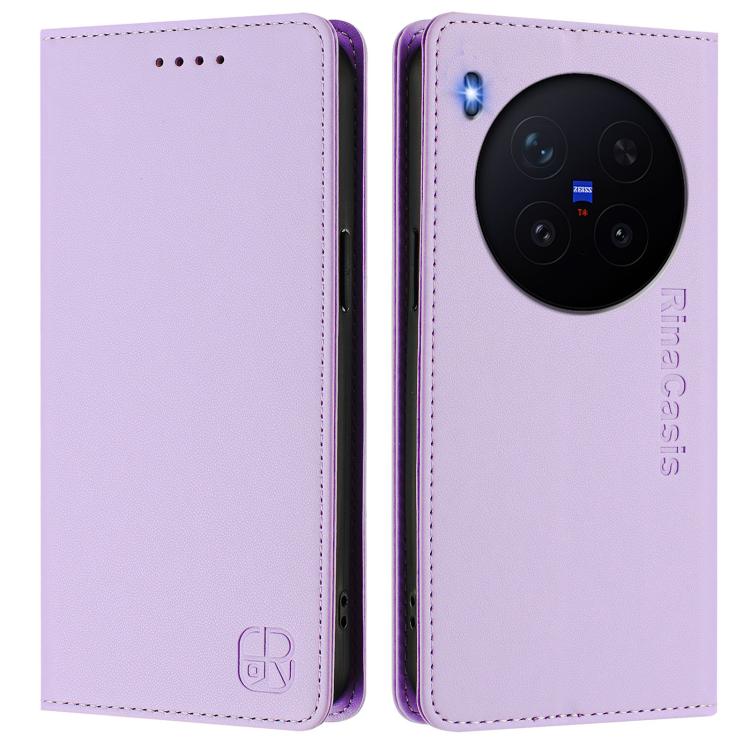 For vivo X300 Pro RC01 Dual-Folded Magnetic Suction RFID Leather Phone Case