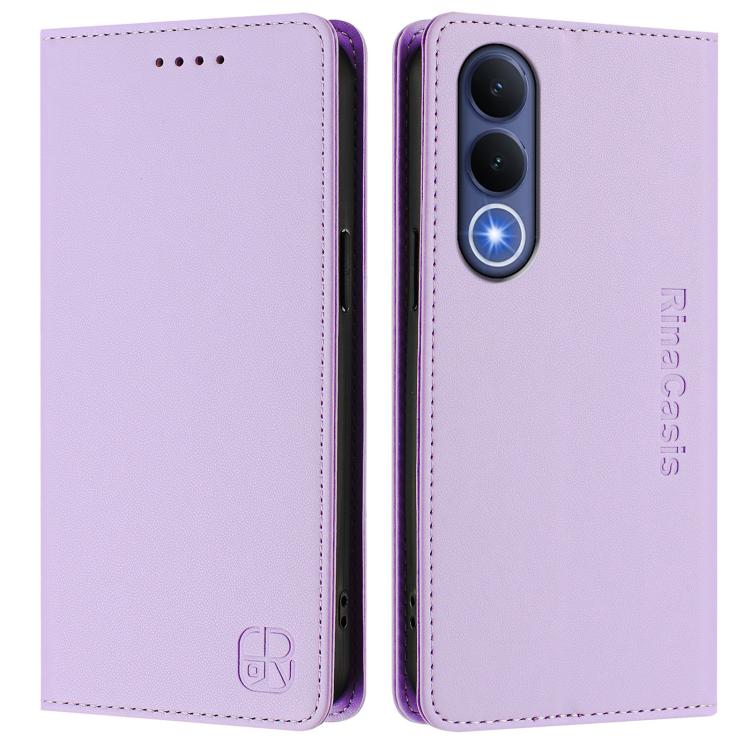 For vivo V70 FE 5G RC01 Dual-Folded Magnetic Suction RFID Leather Phone Case