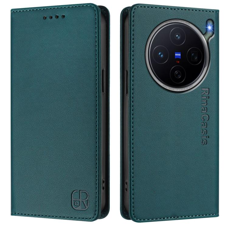 For vivo X300s RC01 Dual-Folded Magnetic Suction RFID Leather Phone Case