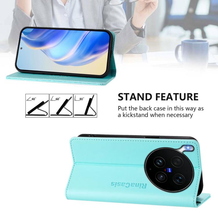 For vivo X300 Ultra RC01 Dual-Folded Magnetic Suction RFID Leather Phone Case