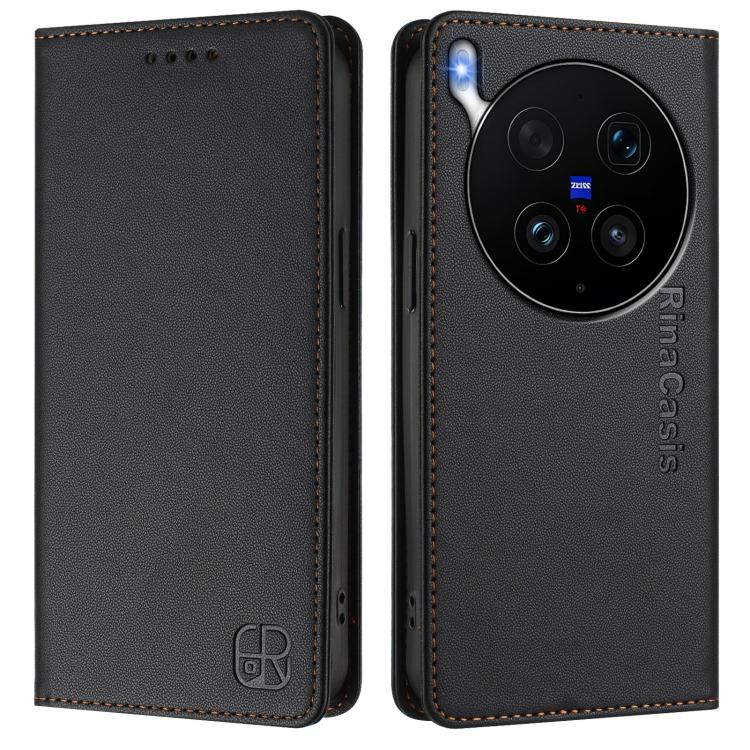 For vivo X300 Ultra RC01 Dual-Folded Magnetic Suction RFID Leather Phone Case