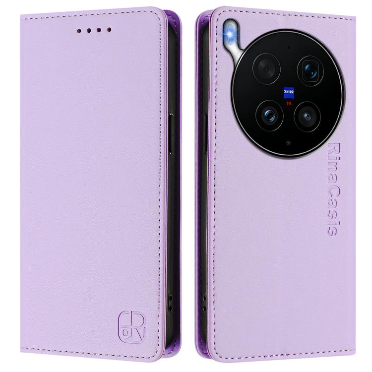 For vivo X300 Ultra RC01 Dual-Folded Magnetic Suction RFID Leather Phone Case