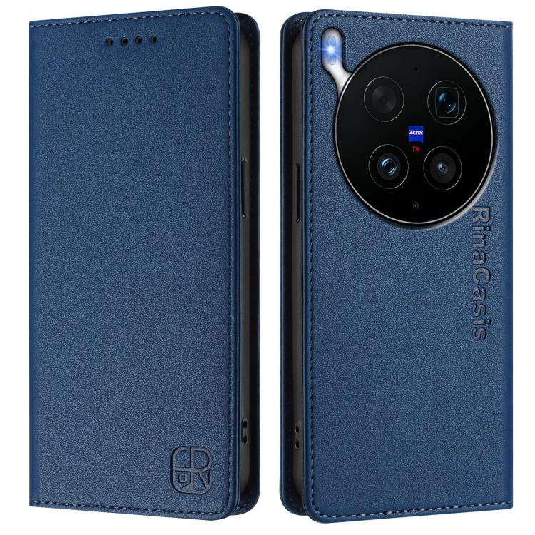 For vivo X300 Ultra RC01 Dual-Folded Magnetic Suction RFID Leather Phone Case