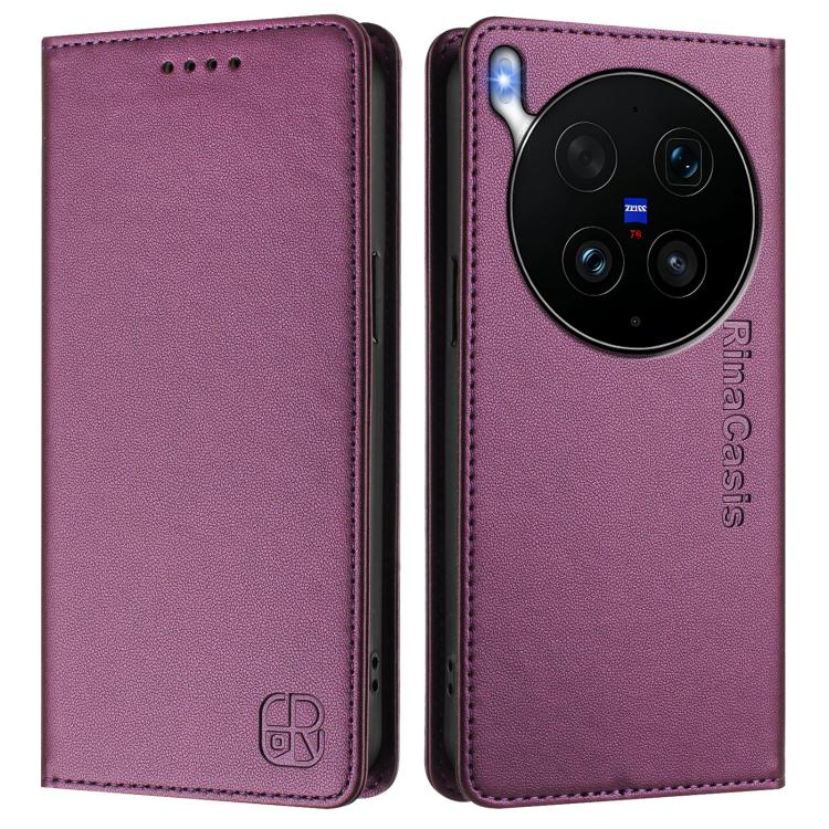 For vivo X300 Ultra RC01 Dual-Folded Magnetic Suction RFID Leather Phone Case