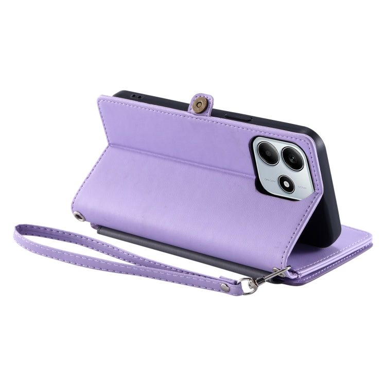 For Xiaomi Redmi Note 14 5G Leather Stitching Multi-card Slot Zipper Phone Case