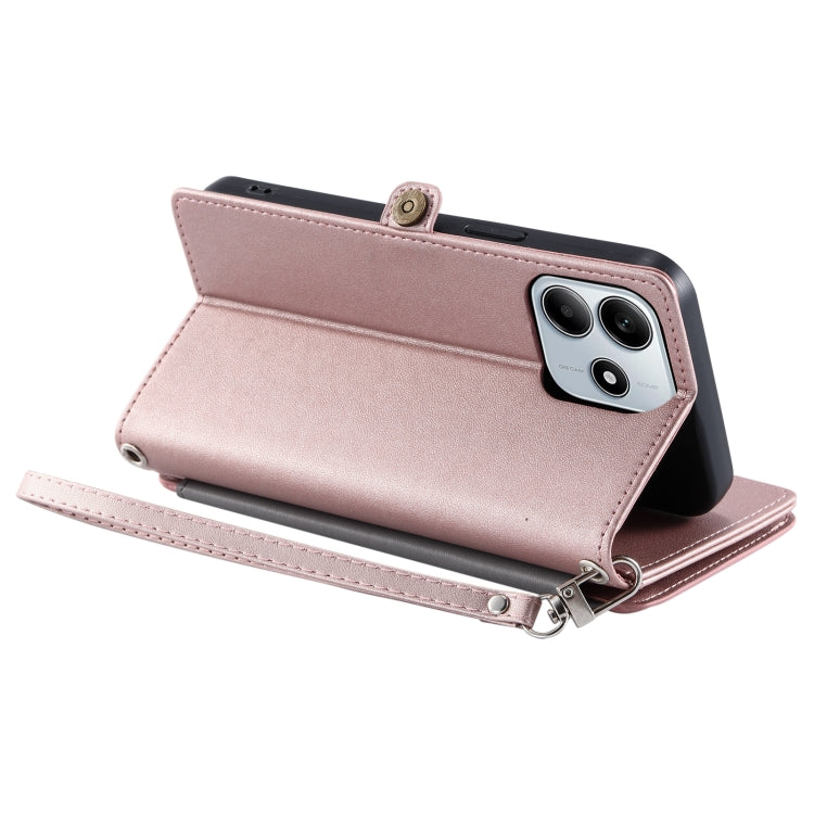 For Xiaomi Redmi Note 14 5G Leather Stitching Multi-card Slot Zipper Phone Case
