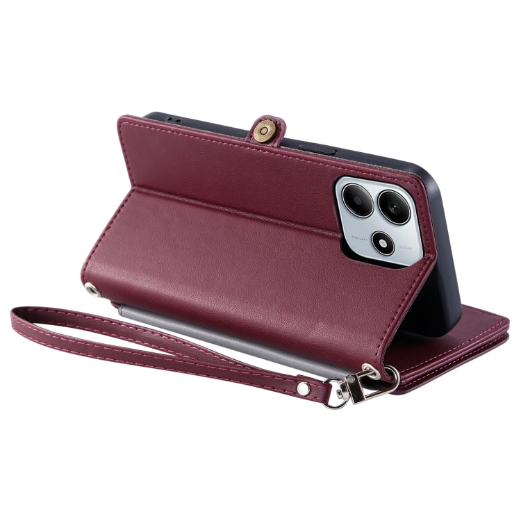 For Xiaomi Redmi Note 14 5G Leather Stitching Multi-card Slot Zipper Phone Case