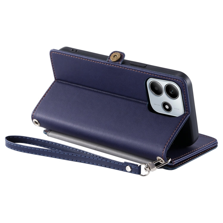 For Xiaomi Redmi Note 14 5G Leather Stitching Multi-card Slot Zipper Phone Case