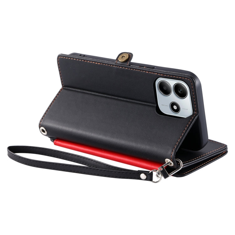 For Xiaomi Redmi Note 14 5G Leather Stitching Multi-card Slot Zipper Phone Case