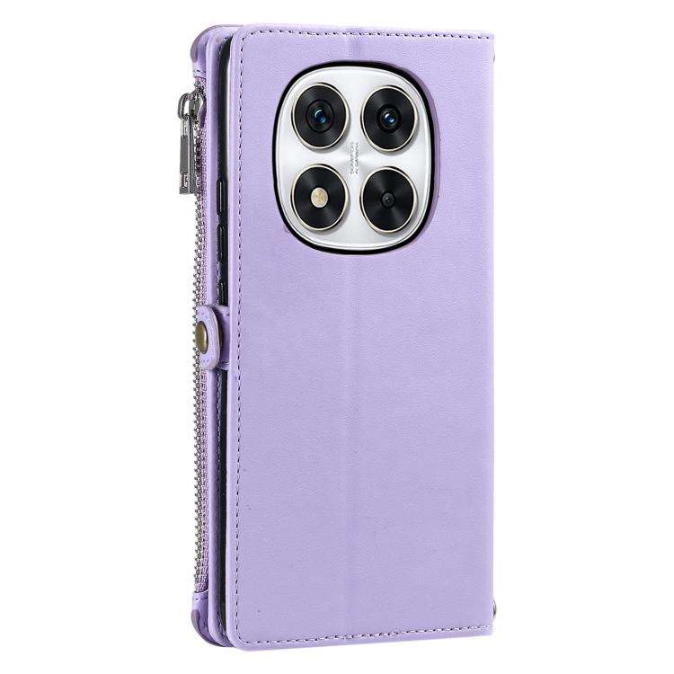 For Redmi Note 14 Pro 4G Leather Stitching Multi-card Slot Zipper Phone Case