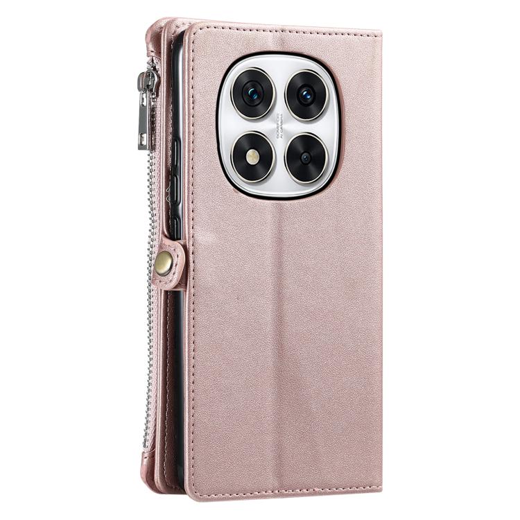 For Redmi Note 14 Pro 4G Leather Stitching Multi-card Slot Zipper Phone Case