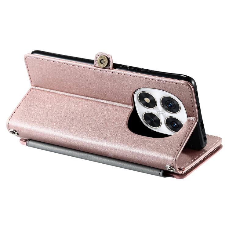 For Redmi Note 14 Pro 4G Leather Stitching Multi-card Slot Zipper Phone Case