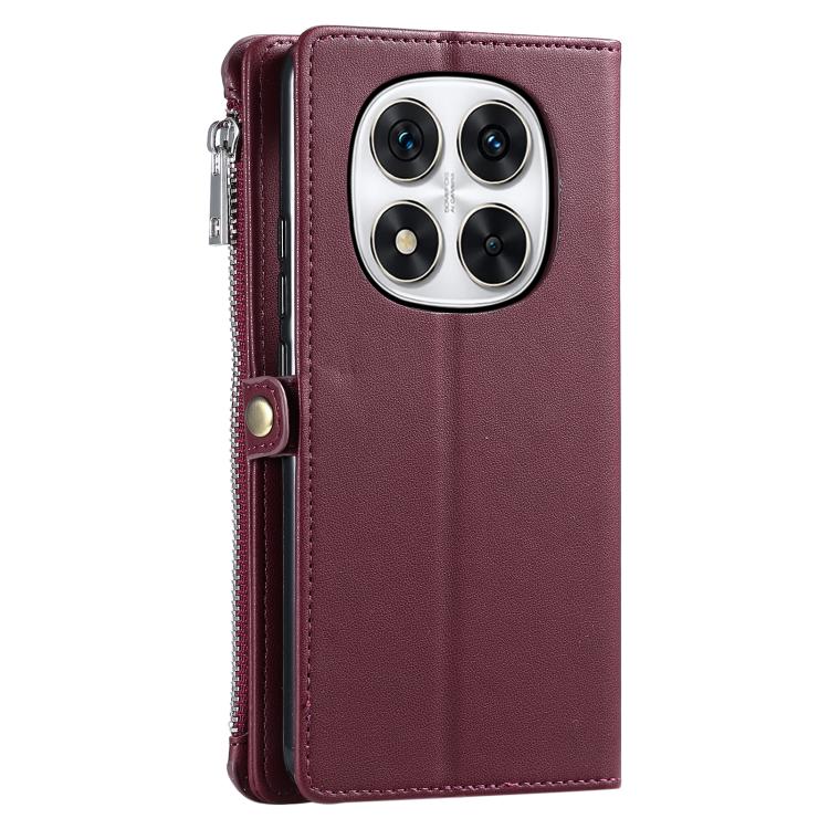 For Redmi Note 14 Pro 4G Leather Stitching Multi-card Slot Zipper Phone Case