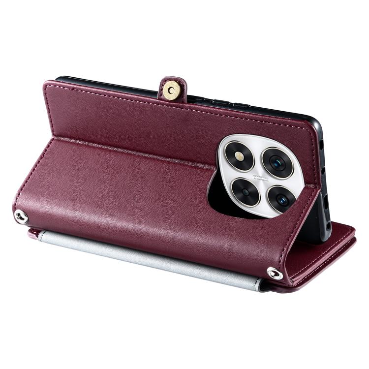 For Redmi Note 14 Pro 4G Leather Stitching Multi-card Slot Zipper Phone Case
