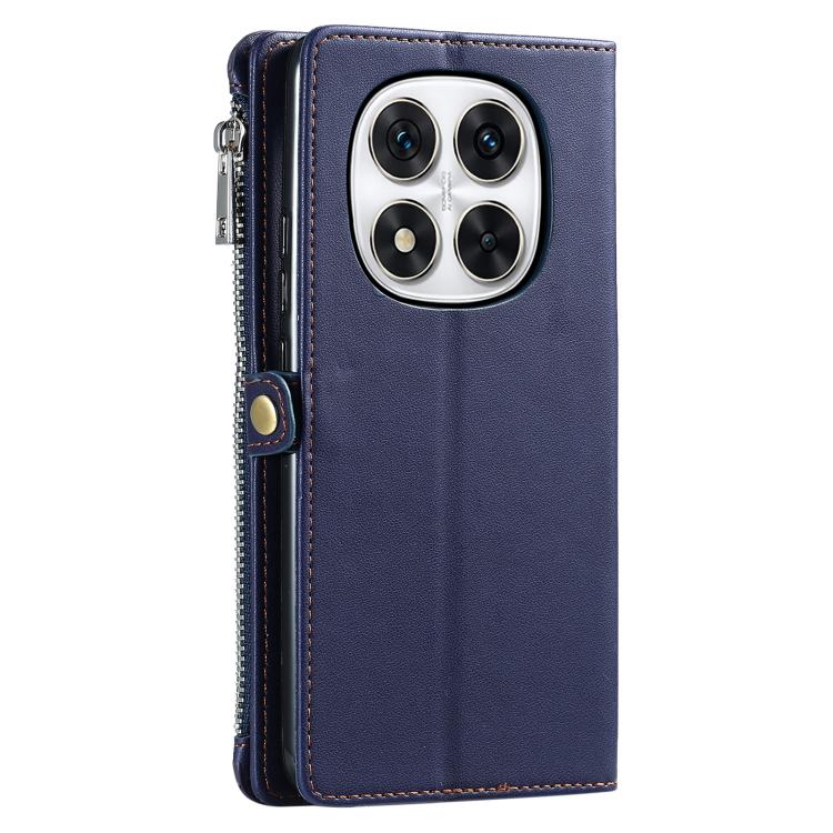 For Redmi Note 14 Pro 4G Leather Stitching Multi-card Slot Zipper Phone Case