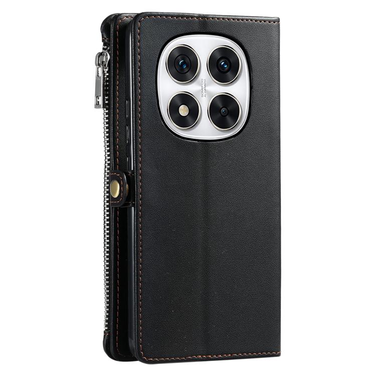 For Redmi Note 14 Pro 4G Leather Stitching Multi-card Slot Zipper Phone Case
