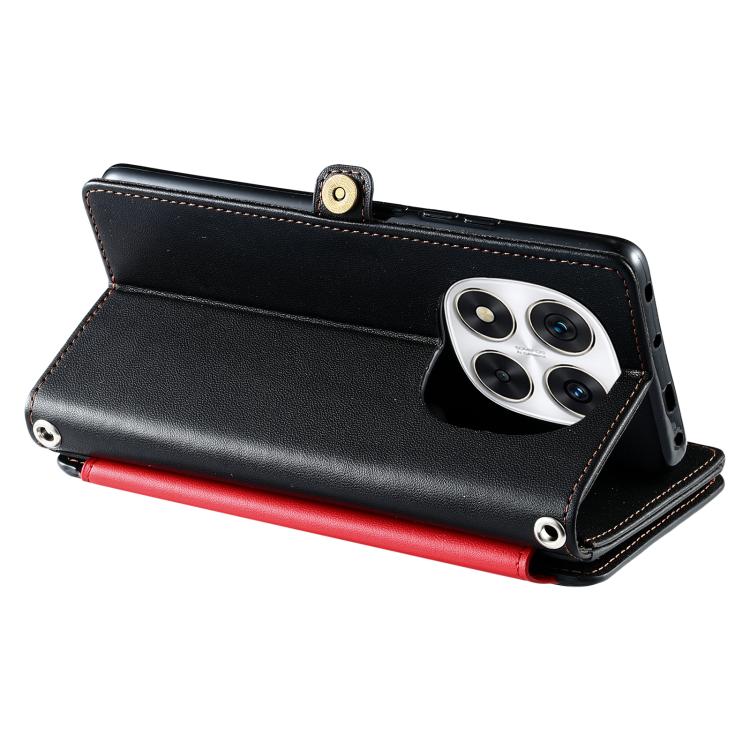 For Redmi Note 14 Pro 4G Leather Stitching Multi-card Slot Zipper Phone Case