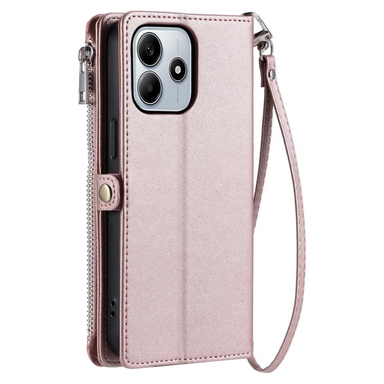 For Redmi Note 14 4G EU 164.84mm Leather Stitching Multi-card Slot Zipper Phone Case