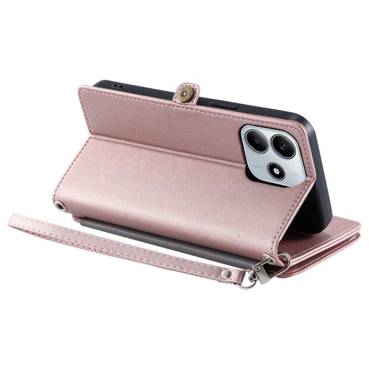 For Redmi Note 14 4G EU 164.84mm Leather Stitching Multi-card Slot Zipper Phone Case
