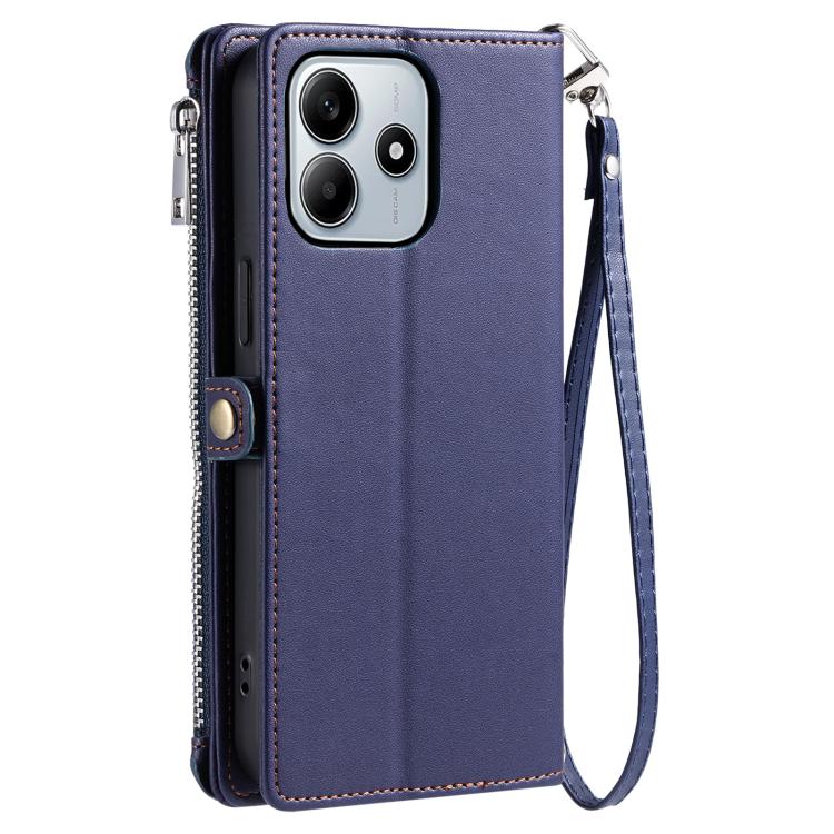 For Redmi Note 14 4G EU 164.84mm Leather Stitching Multi-card Slot Zipper Phone Case