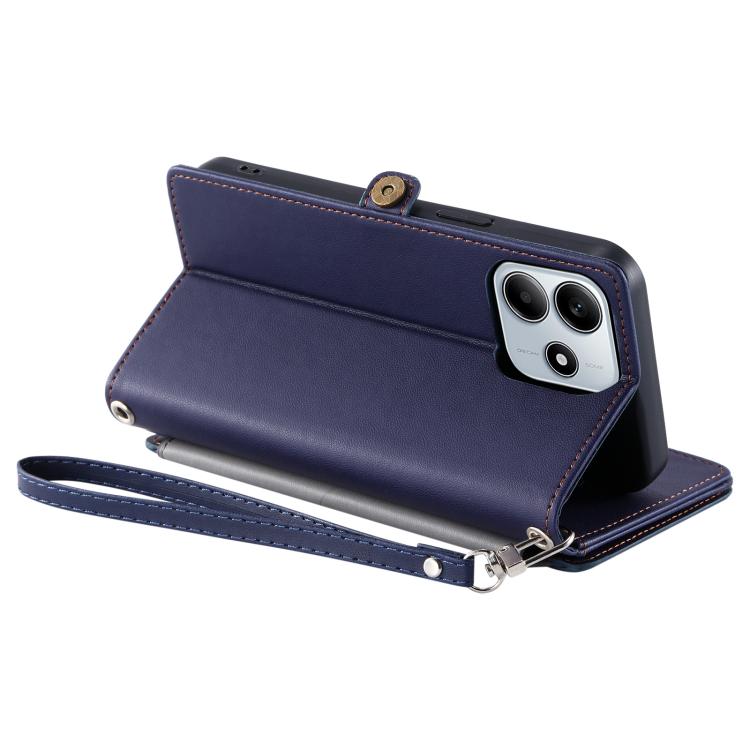 For Redmi Note 14 4G EU 164.84mm Leather Stitching Multi-card Slot Zipper Phone Case