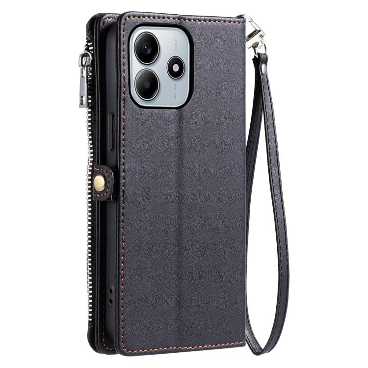 For Redmi Note 14 4G EU 164.84mm Leather Stitching Multi-card Slot Zipper Phone Case