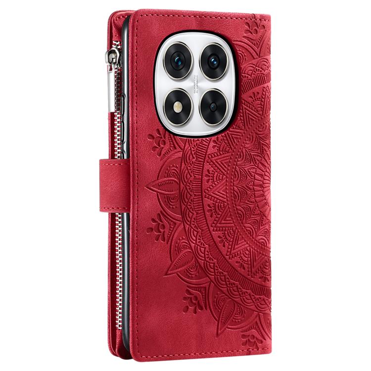 For Redmi Note 14 Pro 4G Multi-Card Totem Zipper Leather Phone Case
