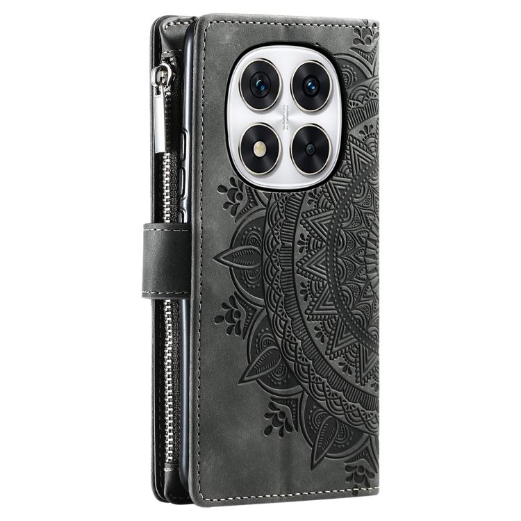 For Redmi Note 14 Pro 4G Multi-Card Totem Zipper Leather Phone Case