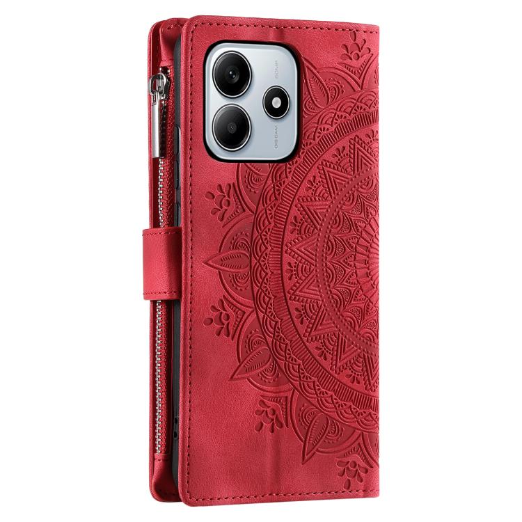 For Redmi Note 14 4G EU 164.84mm Multi-Card Totem Zipper Leather Phone Case