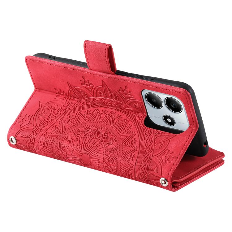 For Redmi Note 14 4G EU 164.84mm Multi-Card Totem Zipper Leather Phone Case