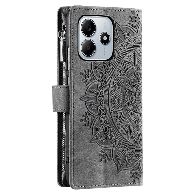 For Redmi Note 14 4G EU 164.84mm Multi-Card Totem Zipper Leather Phone Case