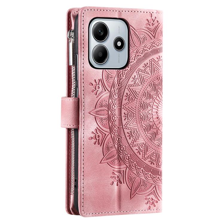 For Redmi Note 14 4G EU 164.84mm Multi-Card Totem Zipper Leather Phone Case