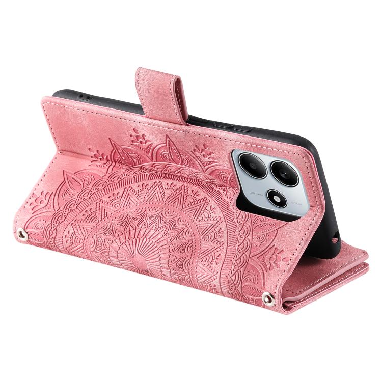For Redmi Note 14 4G EU 164.84mm Multi-Card Totem Zipper Leather Phone Case
