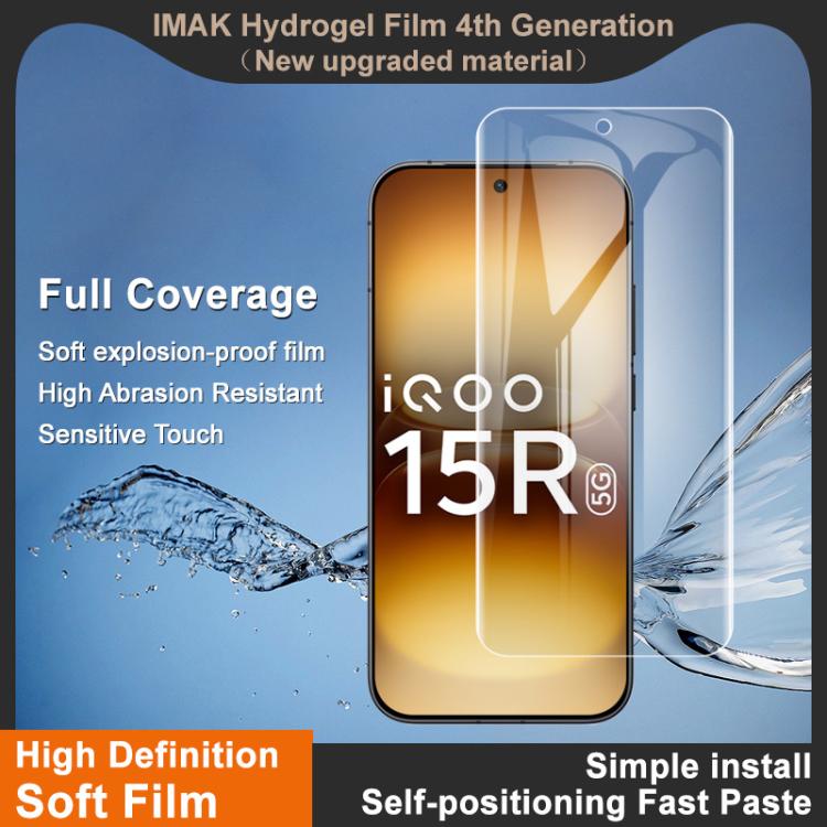 For vivo iQOO 15R 5G imak 4th Generation Full Coverage Screen Hydrogel Film Protector
