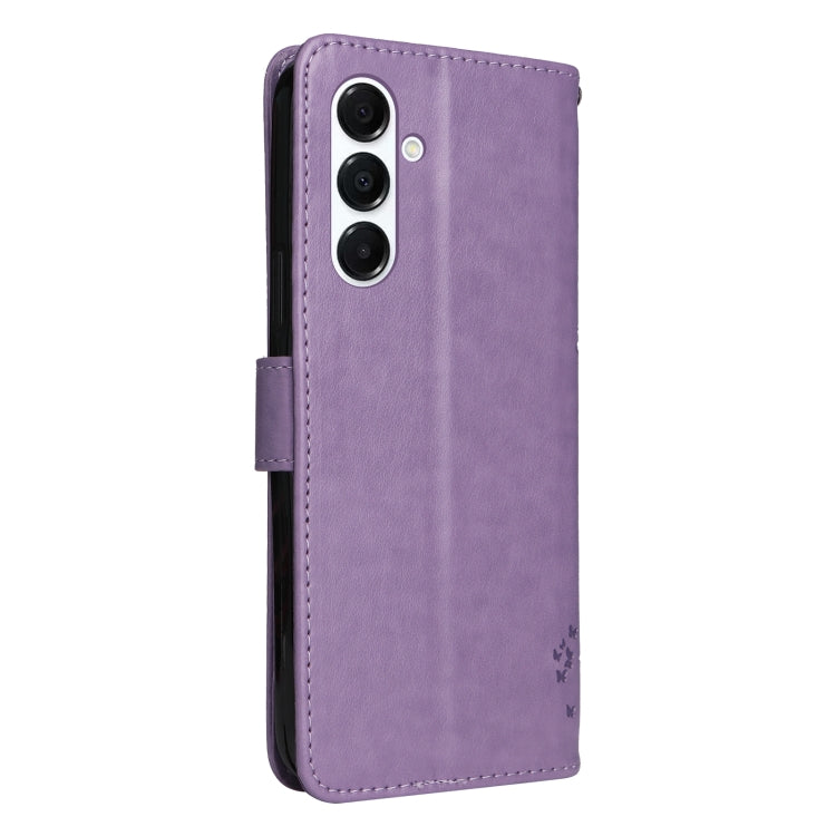 For Samsung Galaxy A26 5G Global Tree & Cat Embossed Pattern Flip Leather Phone Case