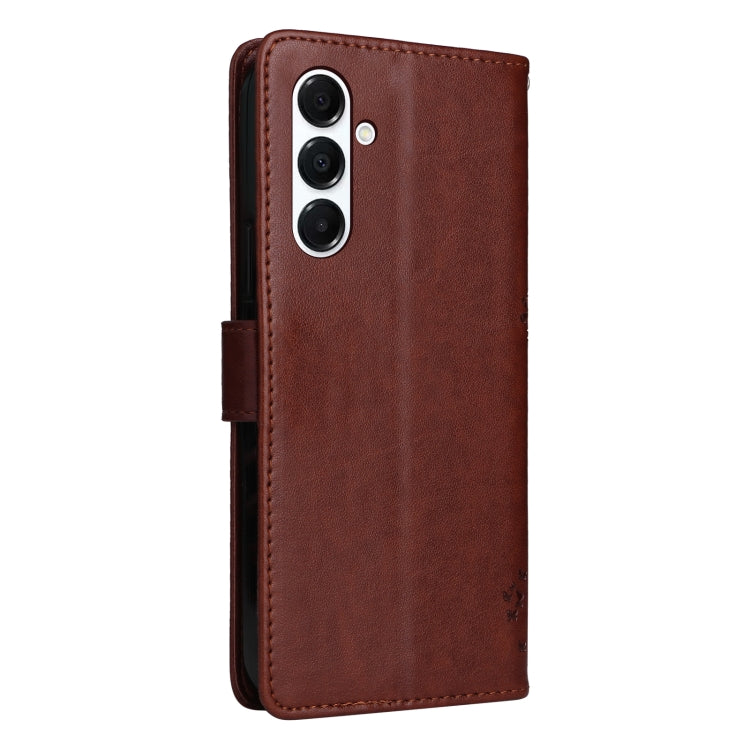 For Samsung Galaxy A26 5G Global Tree & Cat Embossed Pattern Flip Leather Phone Case