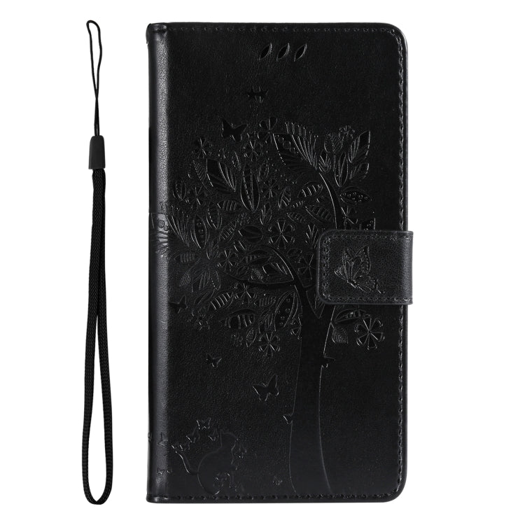For Samsung Galaxy A26 5G Global Tree & Cat Embossed Pattern Flip Leather Phone Case