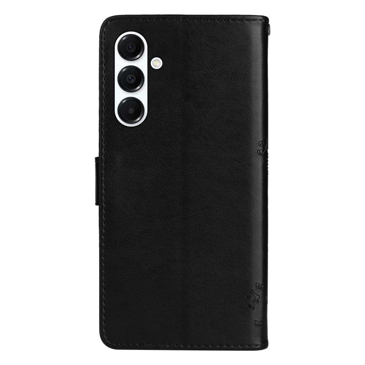 For Samsung Galaxy A26 5G Global Tree & Cat Embossed Pattern Flip Leather Phone Case