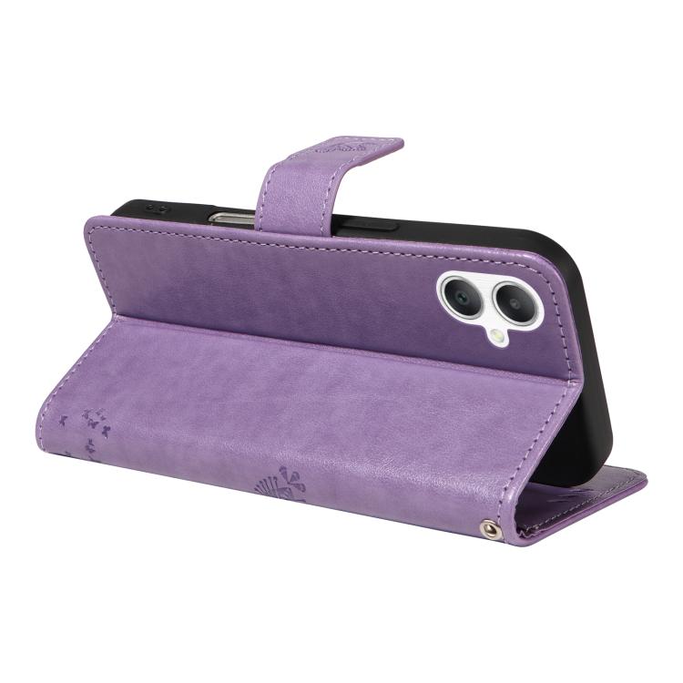 For Samsung Galaxy A06 5G / 4G Tree & Cat Embossed Pattern Flip Leather Phone Case
