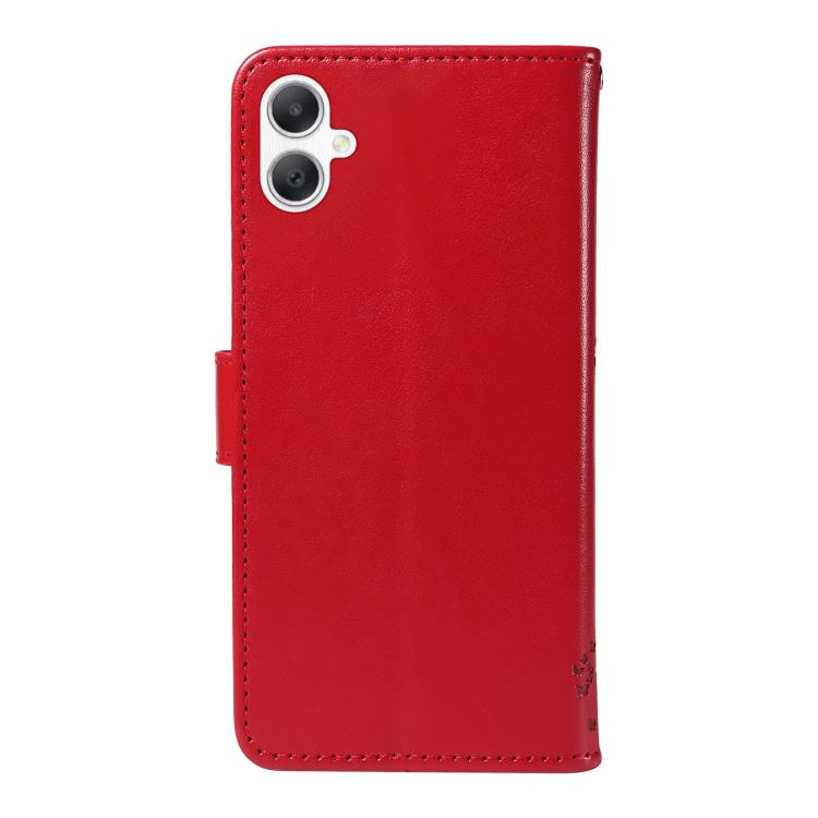 For Samsung Galaxy A06 5G / 4G Tree & Cat Embossed Pattern Flip Leather Phone Case
