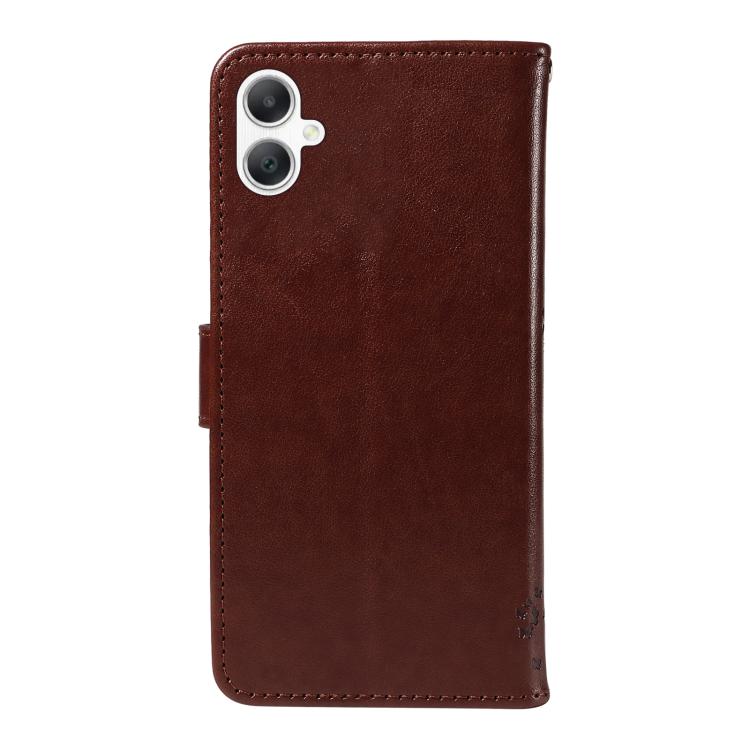 For Samsung Galaxy A06 5G / 4G Tree & Cat Embossed Pattern Flip Leather Phone Case